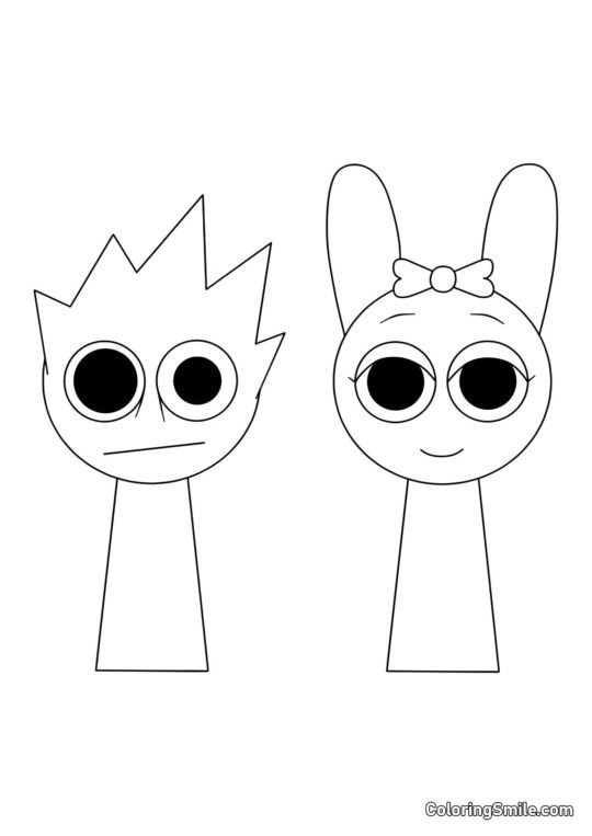 Sprunki OVAKS e Pinky - Página para Colorir