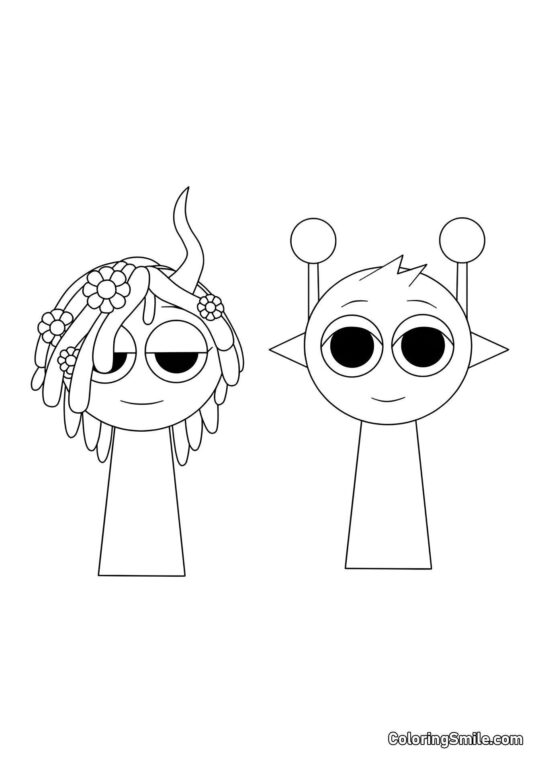 Sprunki Vineria e Simon - Página para Colorir