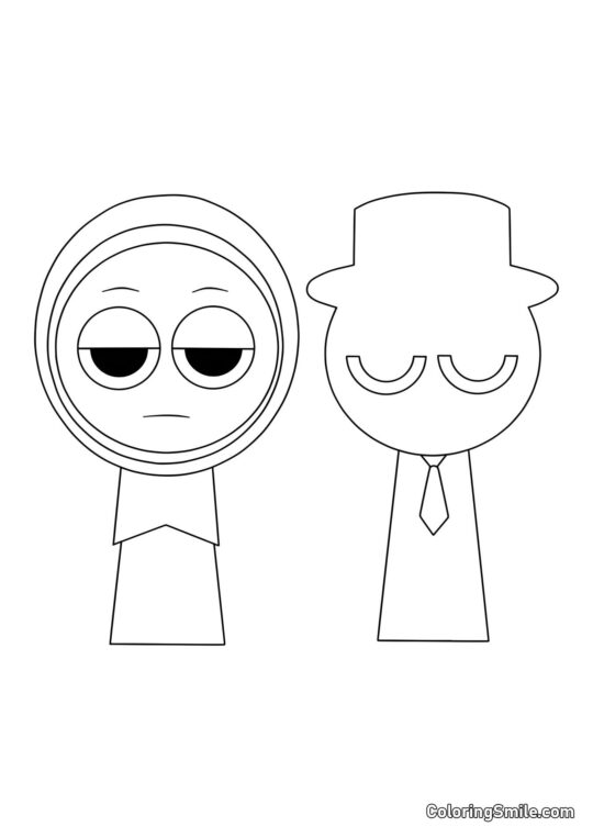 Sprunki Jevin e Preto - Página para Colorir