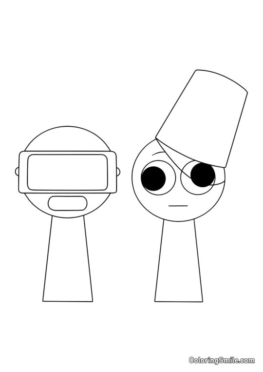 Sprunki Garnold e Brud - Página para Colorir