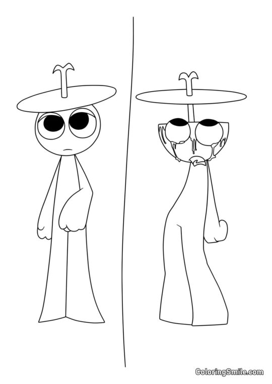 Sprunk Klyukr Normal e Horror - Página para Colorir