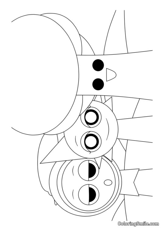 Sprunki Jevin, Venda e Mister Árvore - Página para Colorir