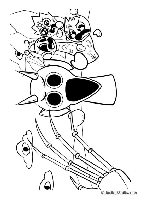 Horror Sprunki Derpl com Amigos - Página para Colorir