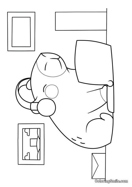 Capivara com um Laptop - Página para Colorir