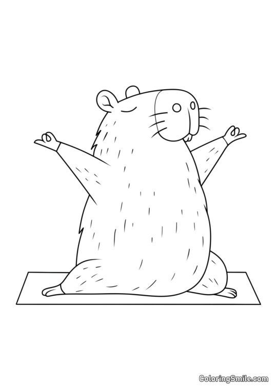 Capivara de Yoga - Página para Colorir