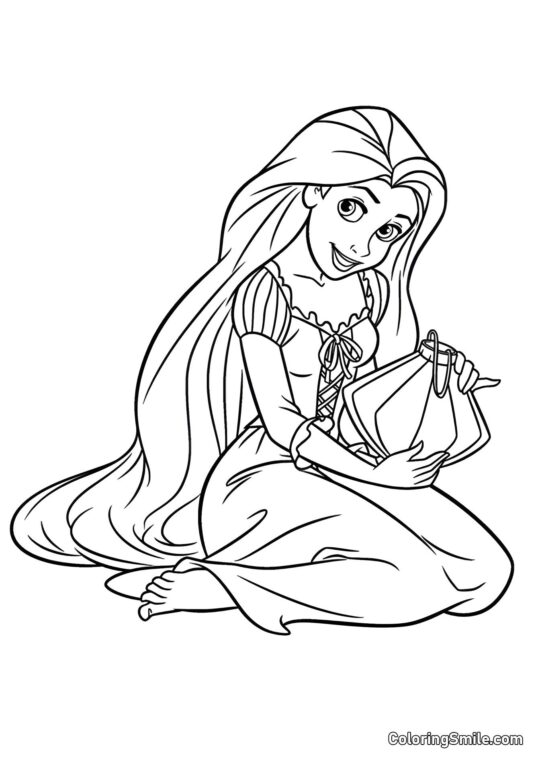Rapunzel com Lanterna Rapunzel com Lanterna - Página para Colorir