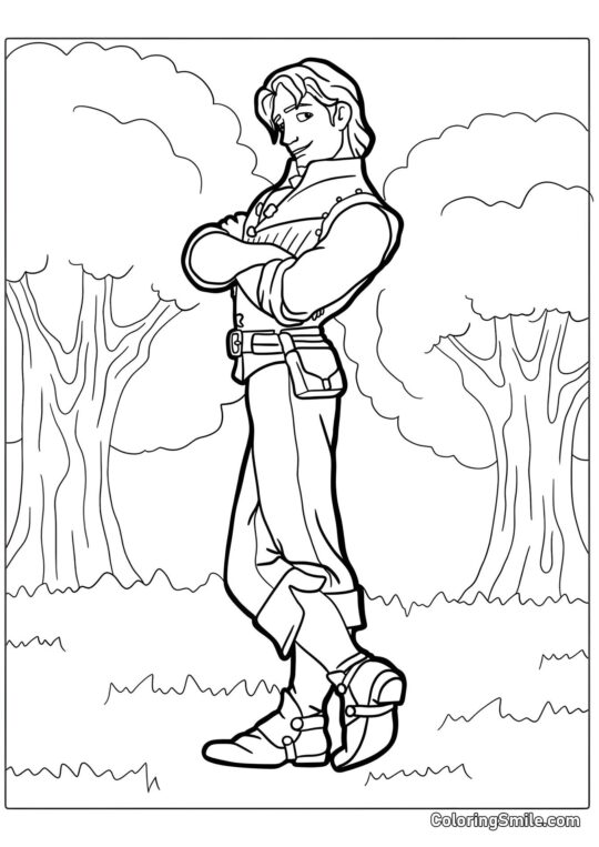 Eugene Esperando por Rapunzel Eugene Esperando por Rapunzel - Página para Colorir