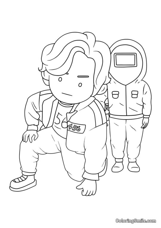 Jogador 456 do Jogo do Lula - Página para Colorir