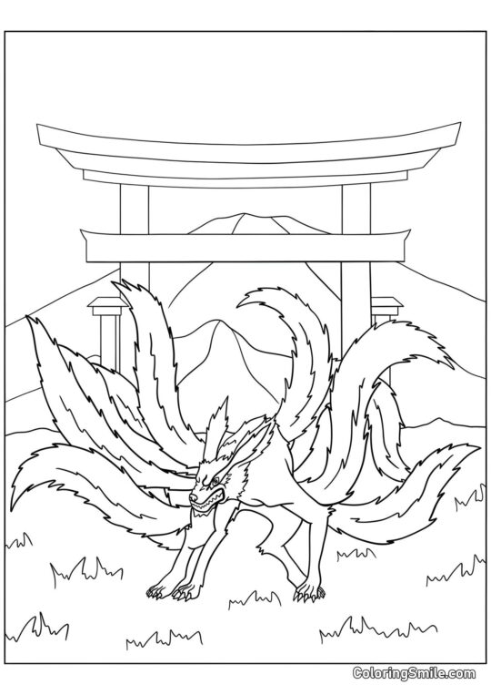 Kurama com Nove Caudas - Página para Colorir