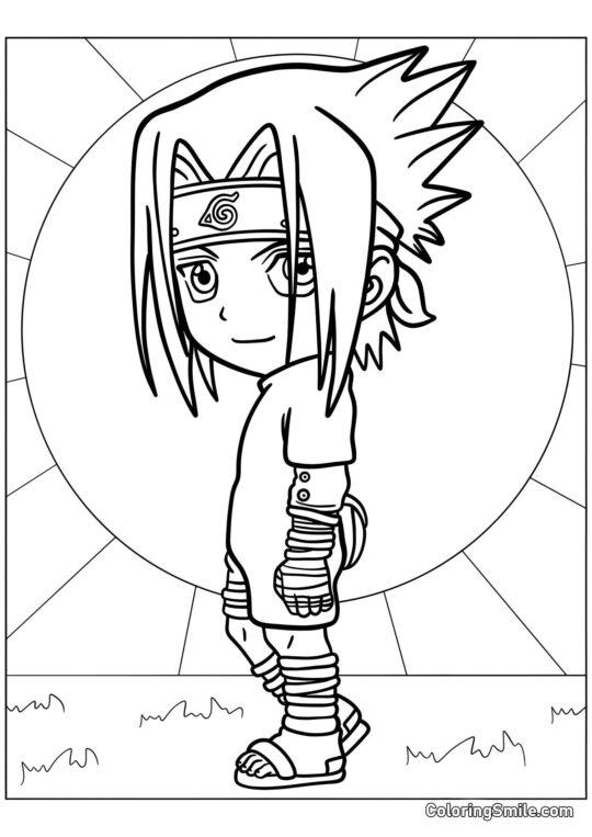 Chibi Sasuke - Página para Colorir