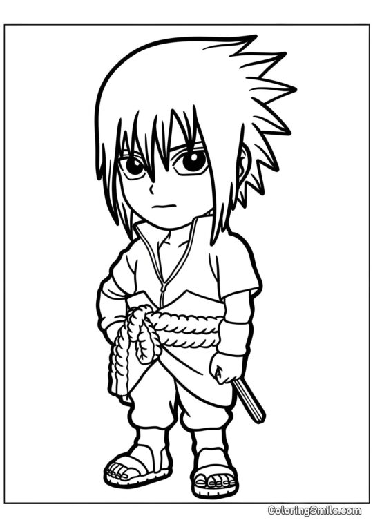 Kawaii Uchiha Sasuke - Página para Colorir