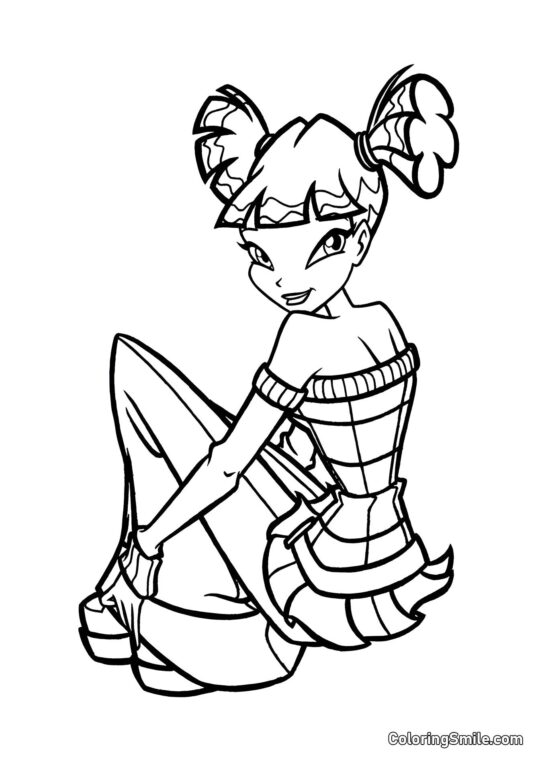 Winx Musa Sentada no Chão Winx Musa Sentada no Chão - Página para Colorir