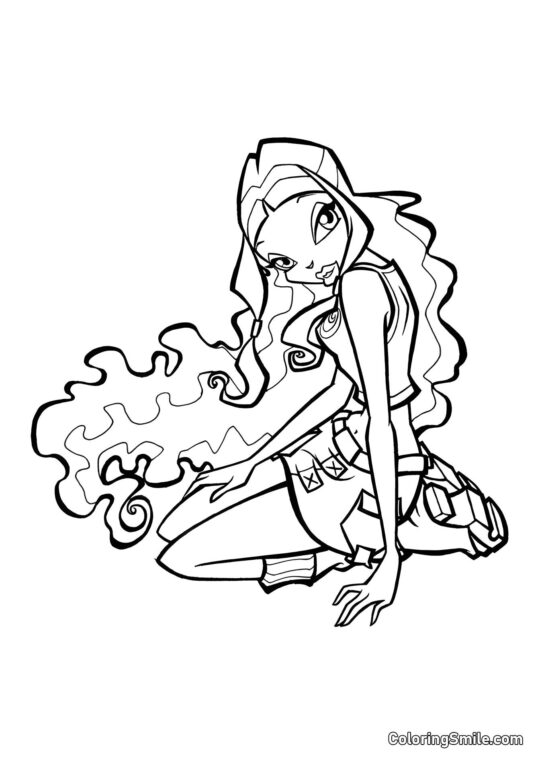 Layla Sentada no Chão Layla Sentada no Chão - Página para Colorir