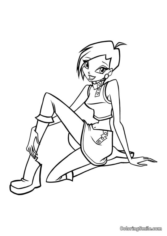 Tecna Sentada no Chão Tecna Sentada no Chão - Página para Colorir