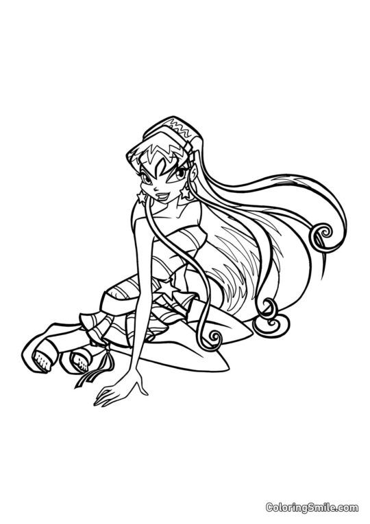 Stella Sentada no Chão Stella Sentada no Chão - Página para Colorir