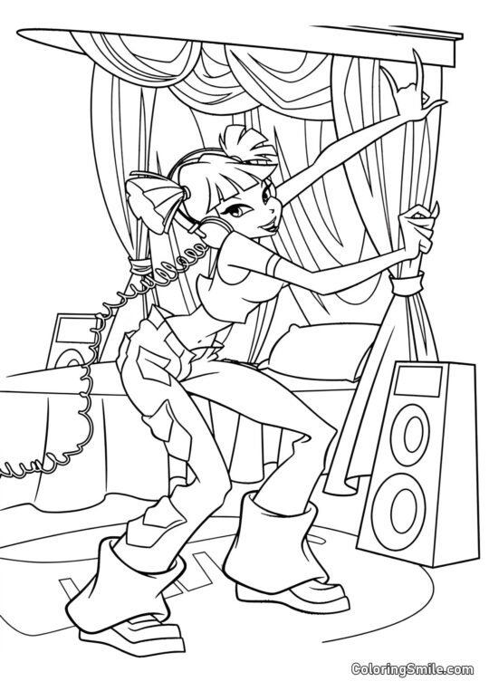 Musa Conversando ao Telefone Musa Conversando ao Telefone - Página para Colorir