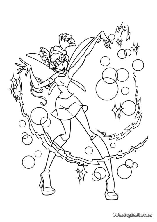 Winx Musa Lançando Feitiços Winx Musa Lançando Feitiços - Página para Colorir