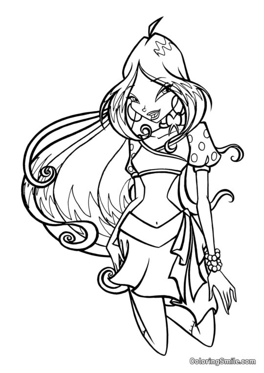 Winx Flora De Joelhos Winx Flora De Joelhos - Página para Colorir