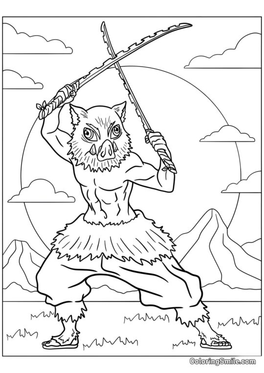 Demon Slayer Inosuke Hashibira - Página para Colorir