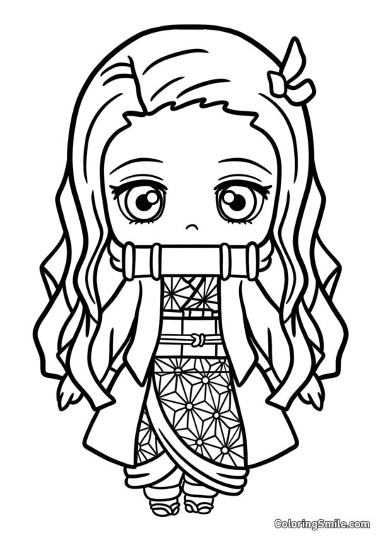 Chibi Nezuko - Página para Colorir