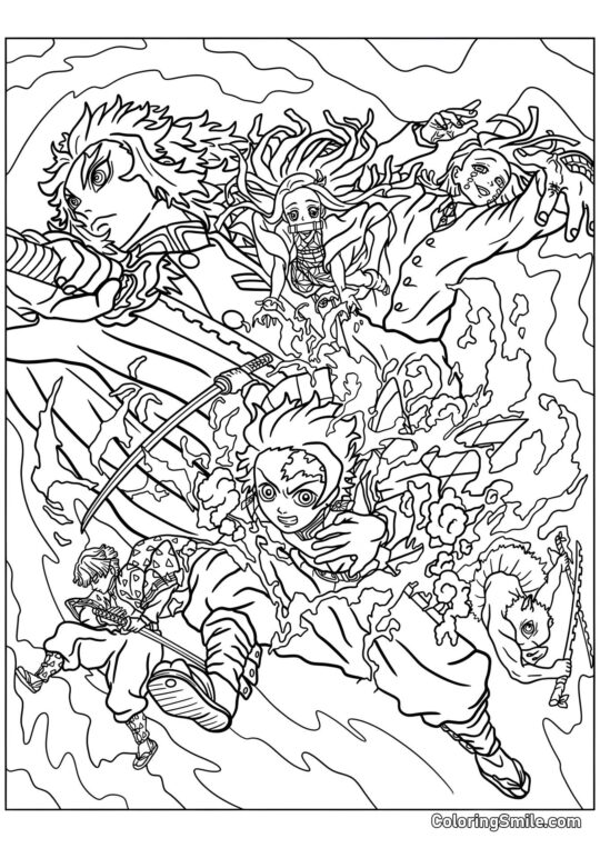 Demon Slayer Kimetsu no Yaiba - Página para Colorir