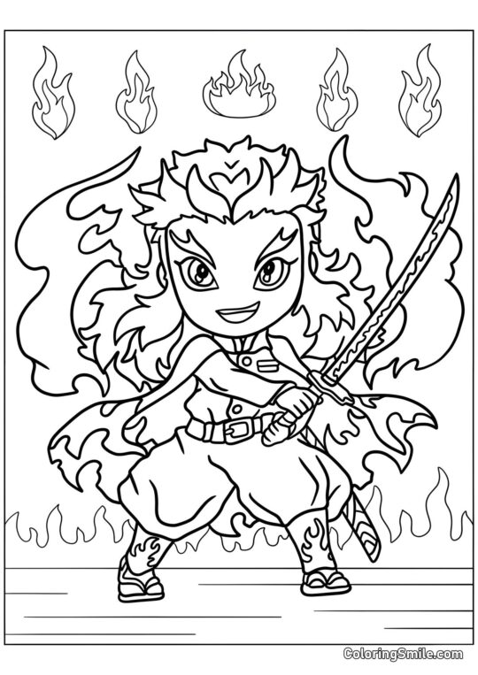 Kyojuro Rengoku fofo - Página para Colorir