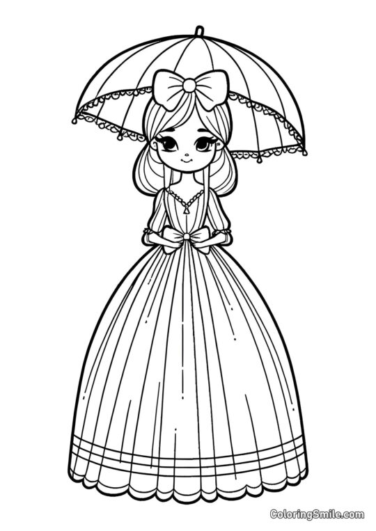 Boneca com Guarda-chuva Boneca com Guarda-chuva - Página para Colorir