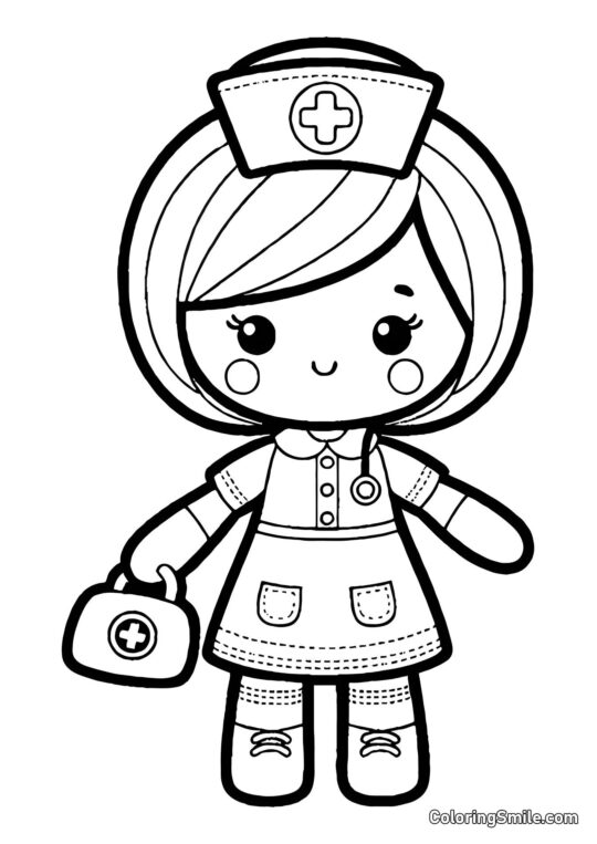 Boneca Enfermeira Boneca Enfermeira - Página para Colorir