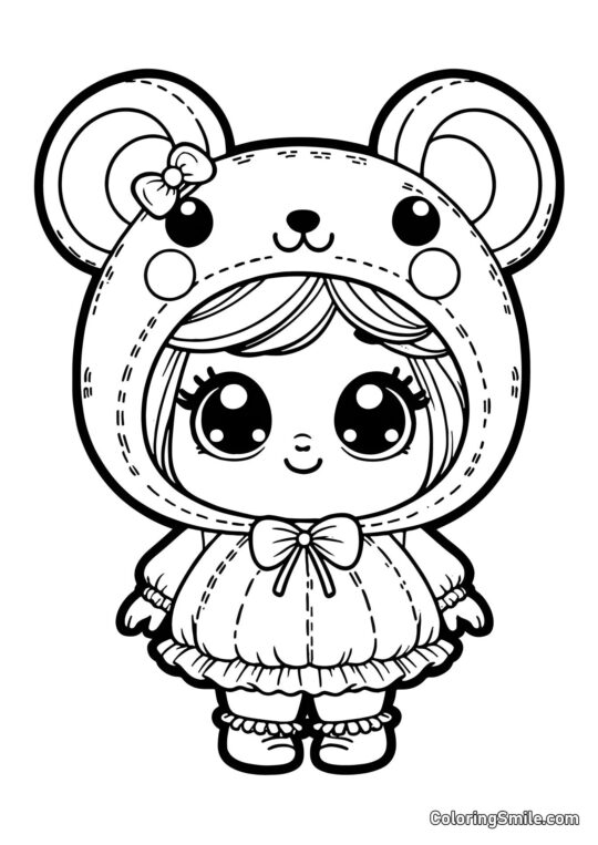 Boneca em Fantasia de Hamster Boneca em Fantasia de Hamster - Página para Colorir