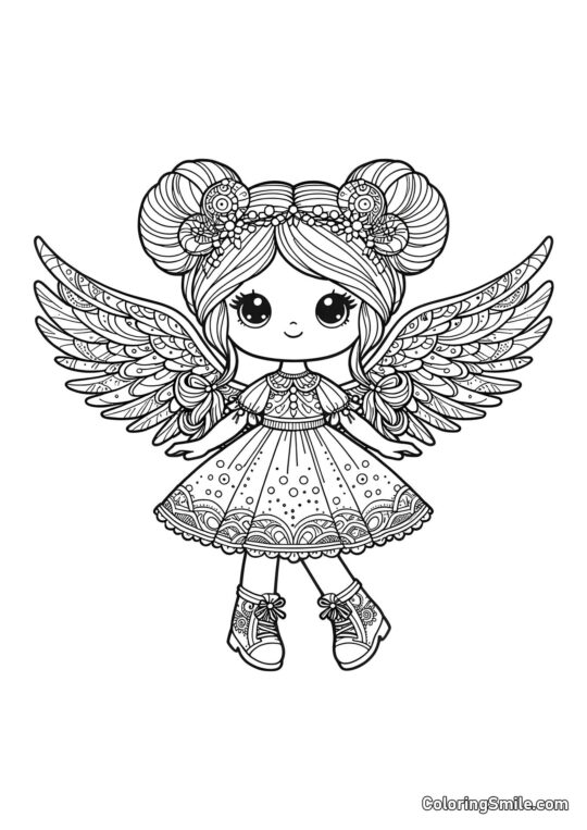 Boneca com Asas Boneca com Asas - Página para Colorir