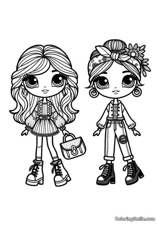 Amigas Bonecas Fashion Amigas Bonecas Fashion - Página para Colorir