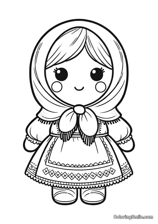 Boneca com Cachecol Boneca com Cachecol - Página para Colorir