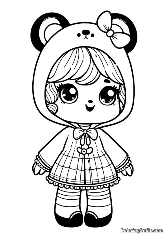 Boneca em Fantasia de Panda Boneca em Fantasia de Panda - Página para Colorir