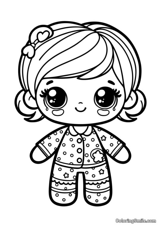 Boneca em Pijamas Boneca em Pijamas - Página para Colorir