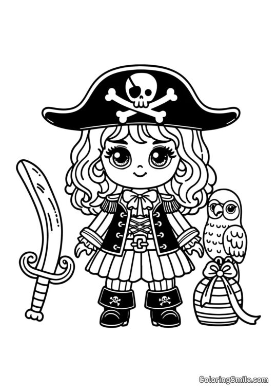 Boneca Pirata Boneca Pirata - Página para Colorir