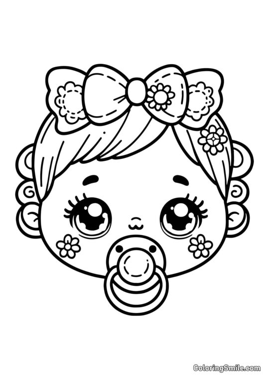 Boneca Pups com Chupeta Boneca Pups com Chupeta - Página para Colorir