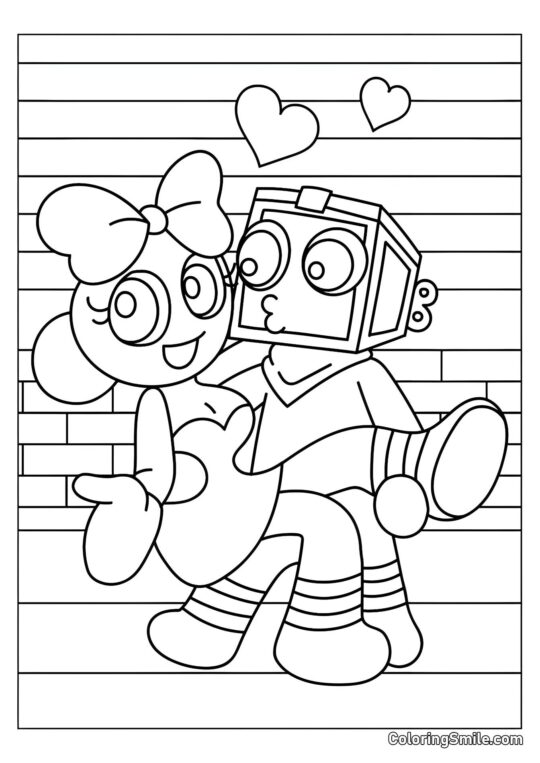 Boxsten e Poppy - Página para Colorir