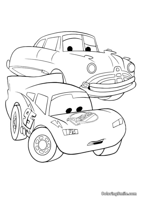 Relâmpago McQueen e Doc Hudson - Página para Colorir