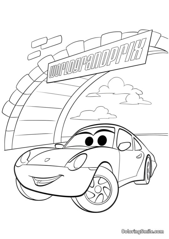 McQueen no Grande Prêmio - Página para Colorir