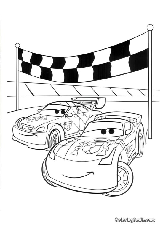 Carros na chegada - Página para Colorir