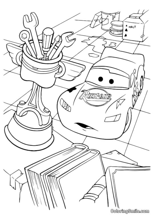 McQueen e o troféu - Página para Colorir