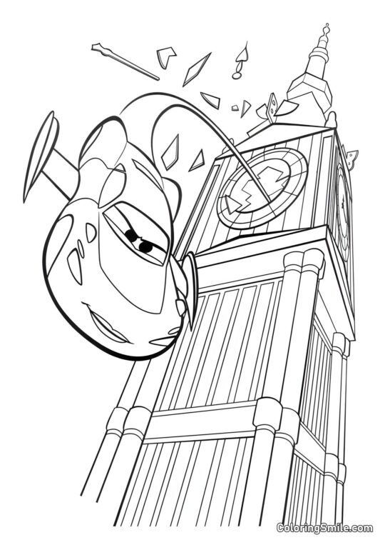 Carros em voo - Página para Colorir