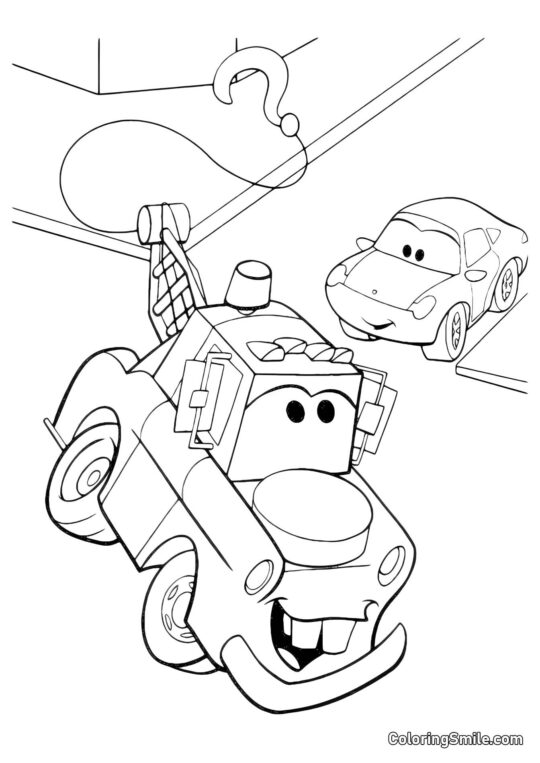 Carro com um gancho - Página para Colorir