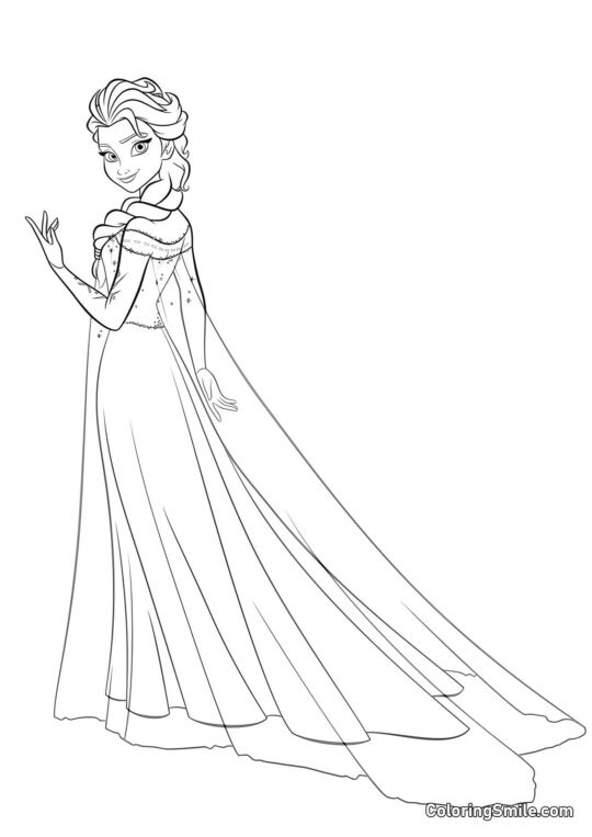 Rainha Elsa - Página para Colorir