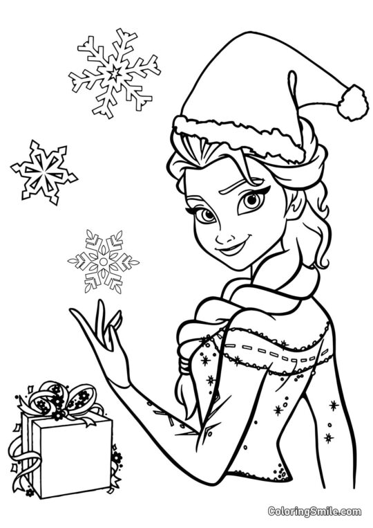 Elsa e flocos de neve - Página para Colorir