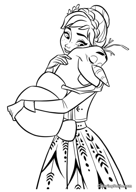 Anna abraça Olaf - Página para Colorir