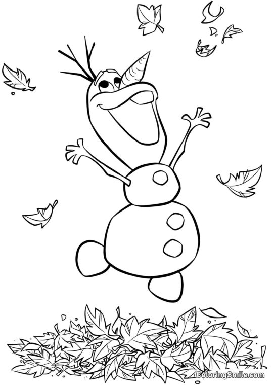 Boneco de neve feliz Olaf - Página para Colorir