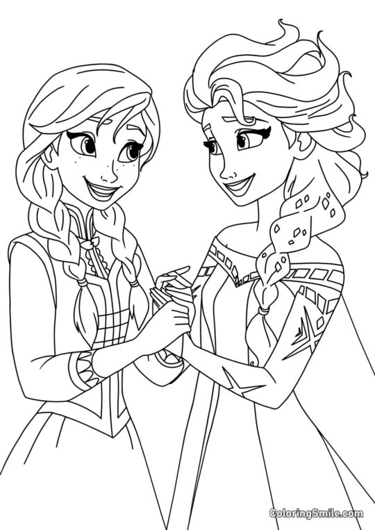 Anna e Elsa - Página para Colorir