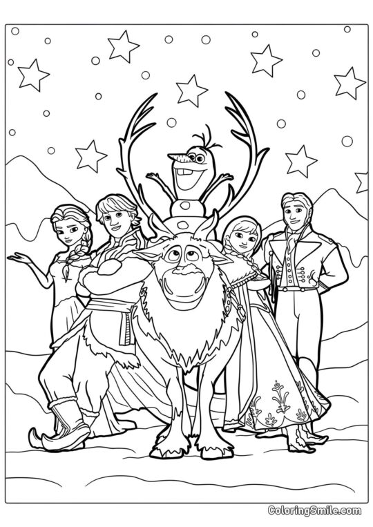 Personagens do desenho Frozen - Página para Colorir