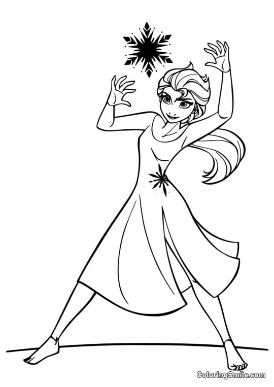 Elsa e um floco de neve - Página para Colorir